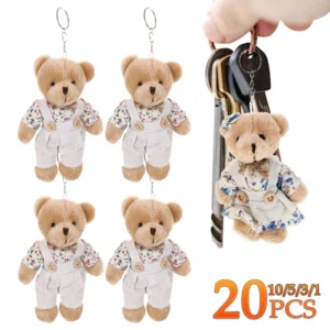 Lot de 20 porte-clés en peluche petit ours mignon