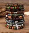 Lot de 10 bracelets perles bois homme