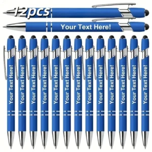 Lot de 12 stylos à bille en métal gravés